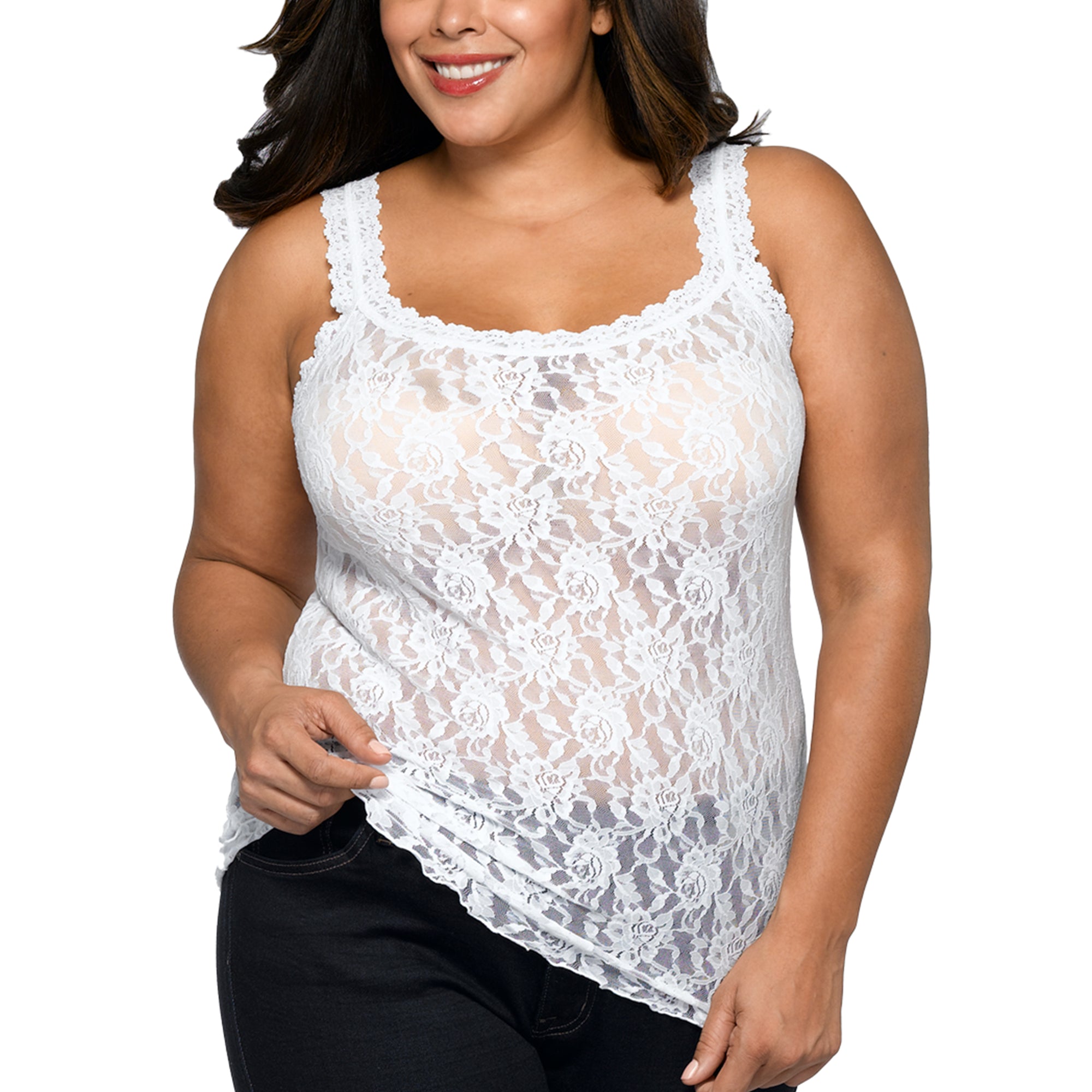 Plus Size Signature Lace Unlined Camisole | White