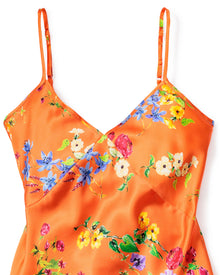 Women's Silk Cami Short Set | Tangerine Brilliant Botanical