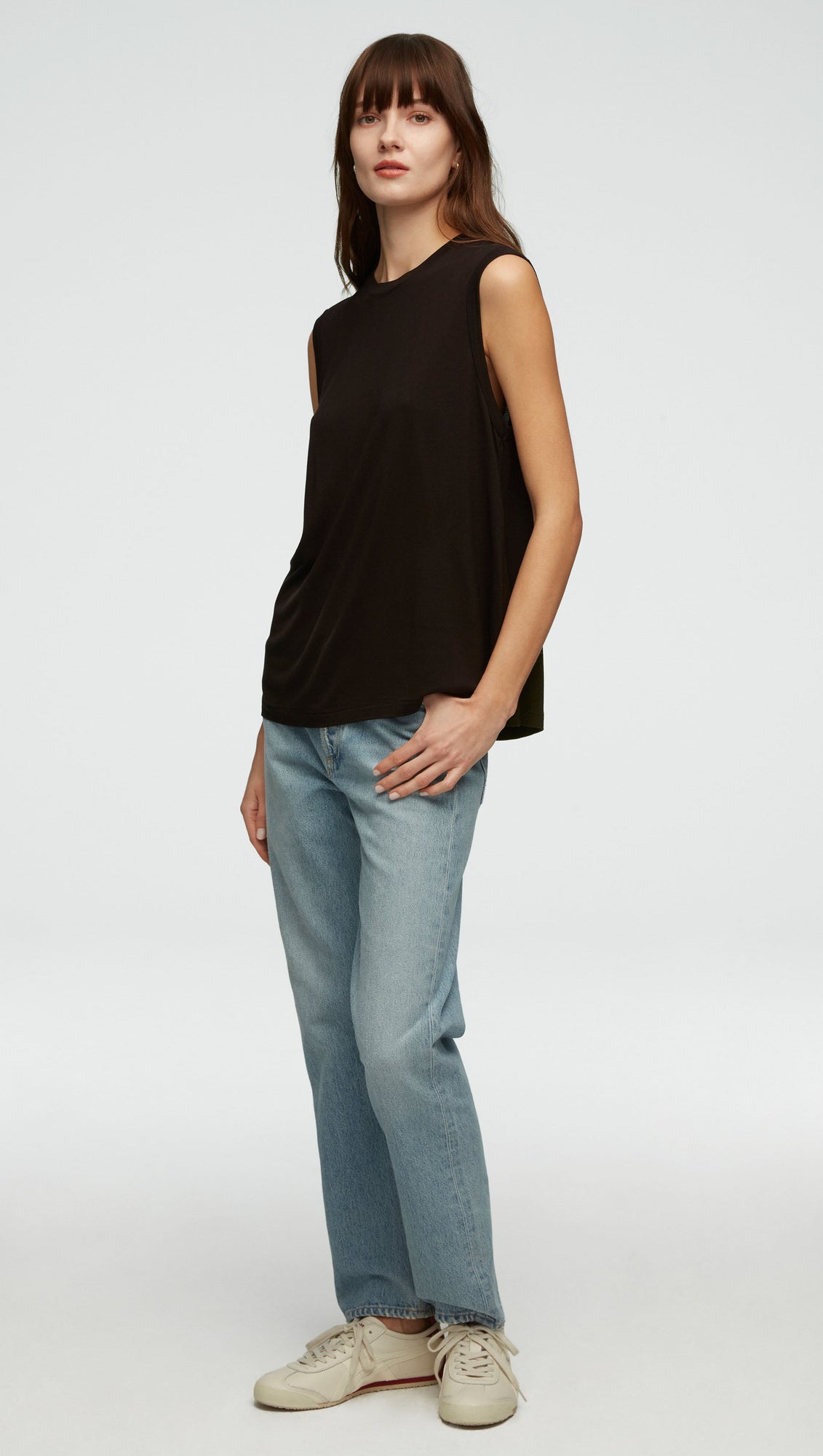 Sleeveless Tee in Viscose Jersey | Black