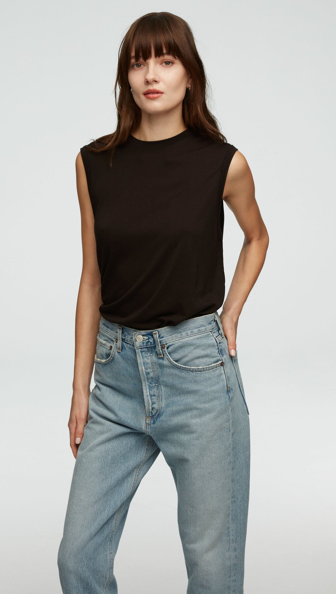 Sleeveless Tee in Viscose Jersey | Black