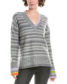 InCashmere | Womens | Striped Wool & Cashmere -Blend Sweater | Grey
