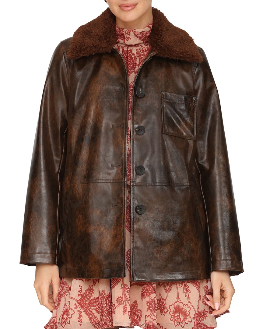 Avec Les Filles | Womens | Vegan Leather Jacket | Brown