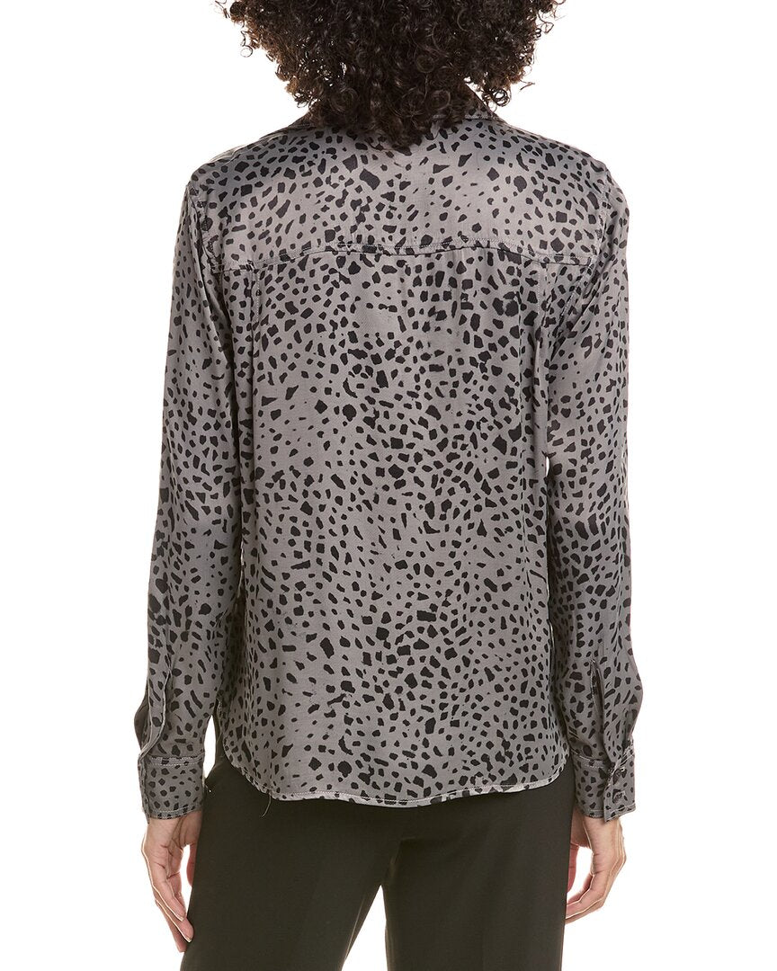 Bella Dahl | Womens | Flowy Hem Button Down Shirt | black multi