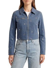 Avec Les Filles | Womens | Crop Zip Front Jacket | Blue