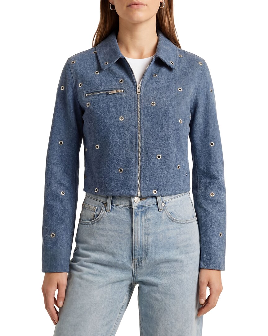 Avec Les Filles | Womens | Crop Zip Front Jacket | Blue