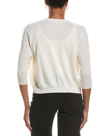 Autumn Cashmere | Womens | Black Ribbon 100% Cashmere Cardigan | White