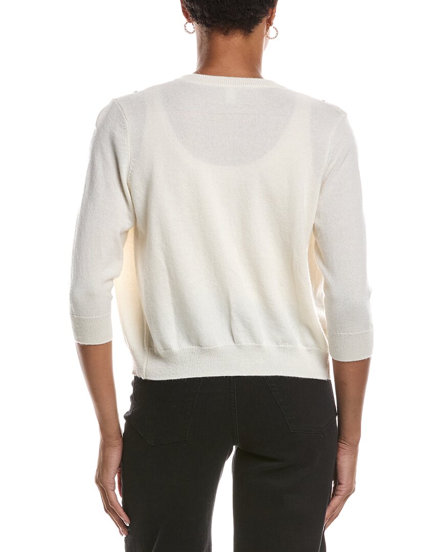 Autumn Cashmere | Womens | Black Ribbon 100% Cashmere Cardigan | White