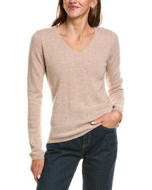 InCashmere | Womens | Basic V-Neck 100% Cashmere Sweater | Heather Almond
