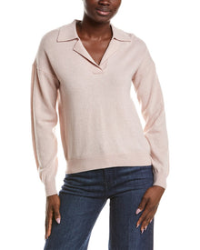 NAADAM | Womens | 100% Cashmere V-Neck Polo Sweater | Pink