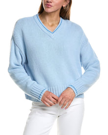 Rowing Blazers | Womens | Callie V Neck Wool & Cashmere-Blend Sweater | Blue