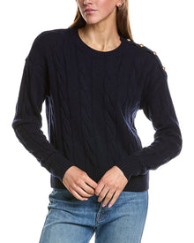 Rowing Blazers | Womens | Cable Knit Wool & Cashmere-Blend Sweater | Navy