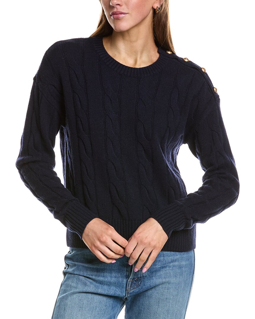 Rowing Blazers | Womens | Cable Knit Wool & Cashmere-Blend Sweater | Navy