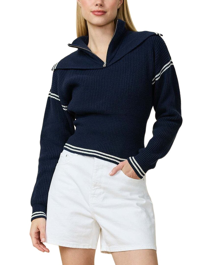 Rowing Blazers | Womens | Double Collar 1/4-Zip Wool-Blend Pullover | Navy