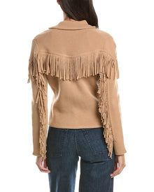 Hannah Rose | Womens | Merino Wool Fringe Blazer | Tan
