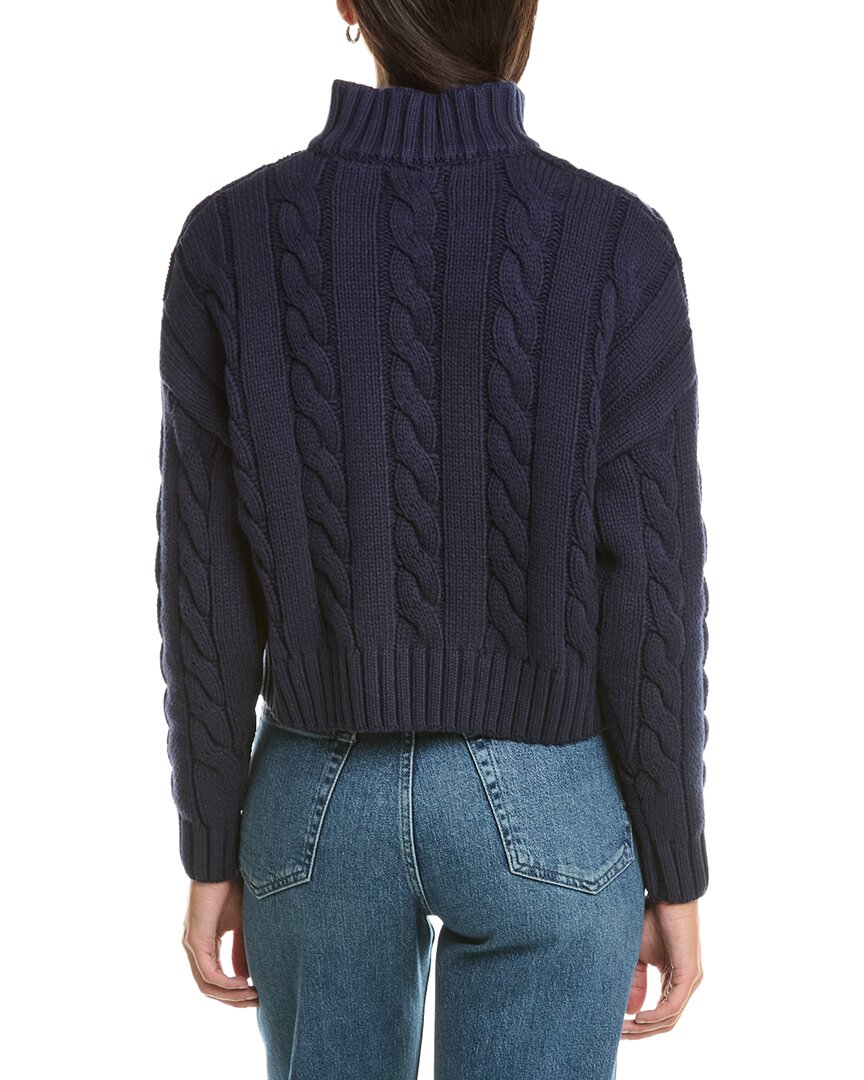 Current/Elliott | Womens | Cropped Cable Knit 1/2-Zip | Navy