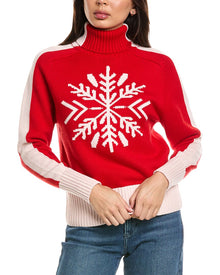 Brodie Cashmere | Womens | Snowflake Roll Neck Cashmere-Blend Sweater | Red