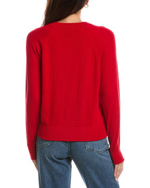 Forte Cashmere | Womens | Rib Trim 100% Cashmere Sweatshirt | Red