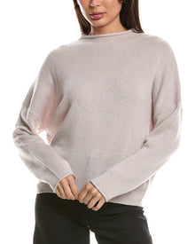 Forte Cashmere | Womens | Slouchy Roll Trim 100% Cashmere Pullover | Brown