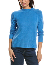 Forte Cashmere | Womens | Hi Low Rib Trim Funnel Neck Cashmere Sweater | Purple
