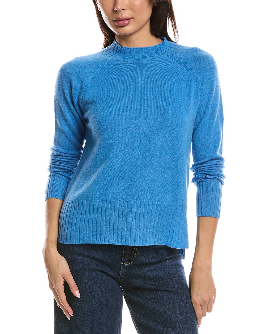 Forte Cashmere | Womens | Hi Low Rib Trim Funnel Neck Cashmere Sweater | Purple