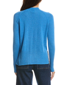 Forte Cashmere | Womens | Hi Low Rib Trim Funnel Neck Cashmere Sweater | Purple