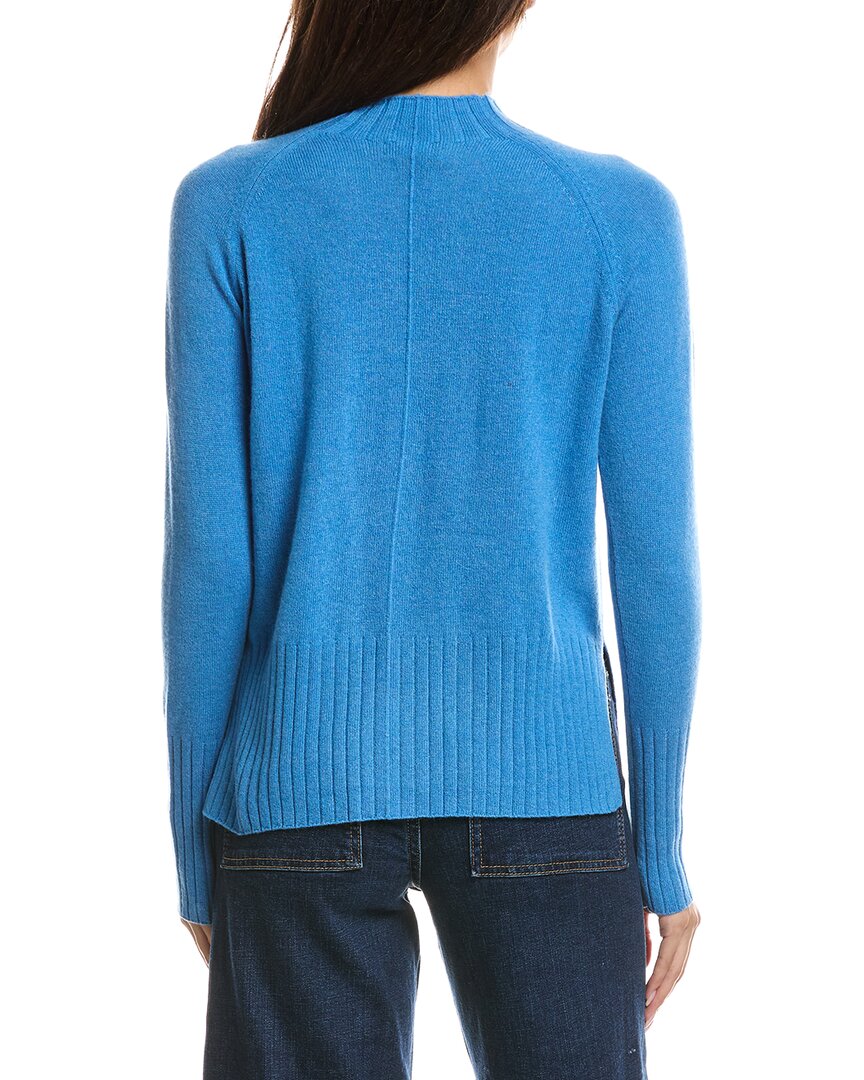 Forte Cashmere | Womens | Hi Low Rib Trim Funnel Neck Cashmere Sweater | Purple