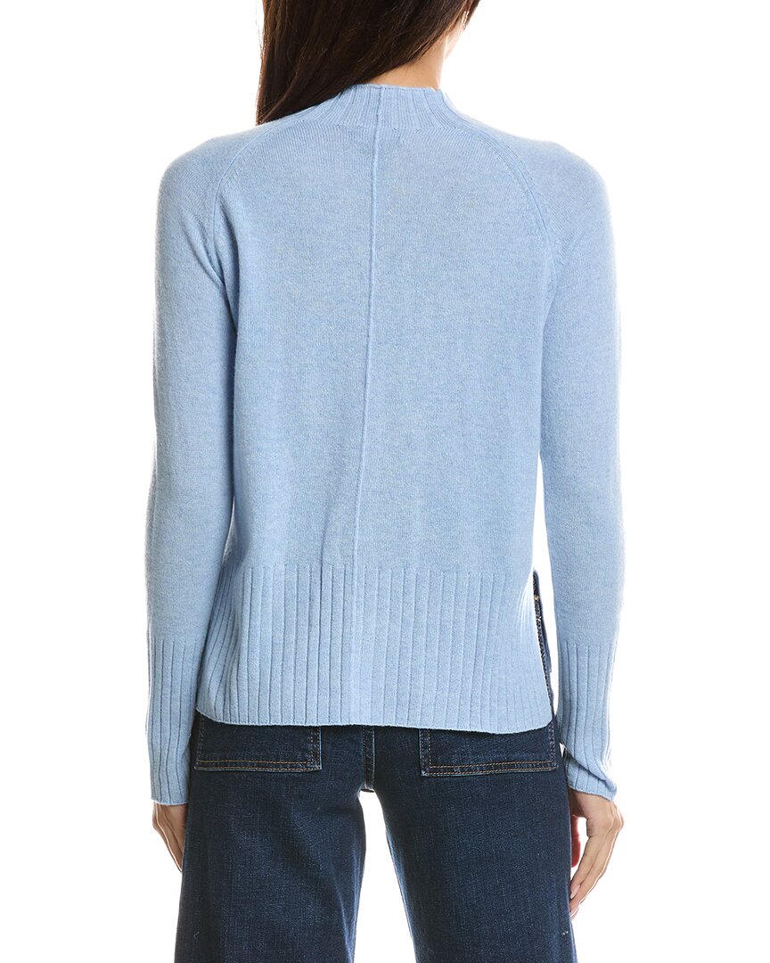 Forte Cashmere | Womens | Hi Low Rib Trim Funnel Neck 100% Cashmere Sweater | Coastal