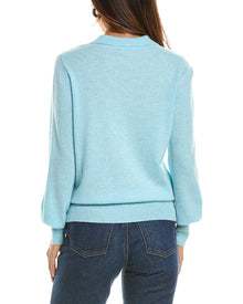 Forte Cashmere | Womens | Split Neck 100% Cashmere Polo Sweater | Surf
