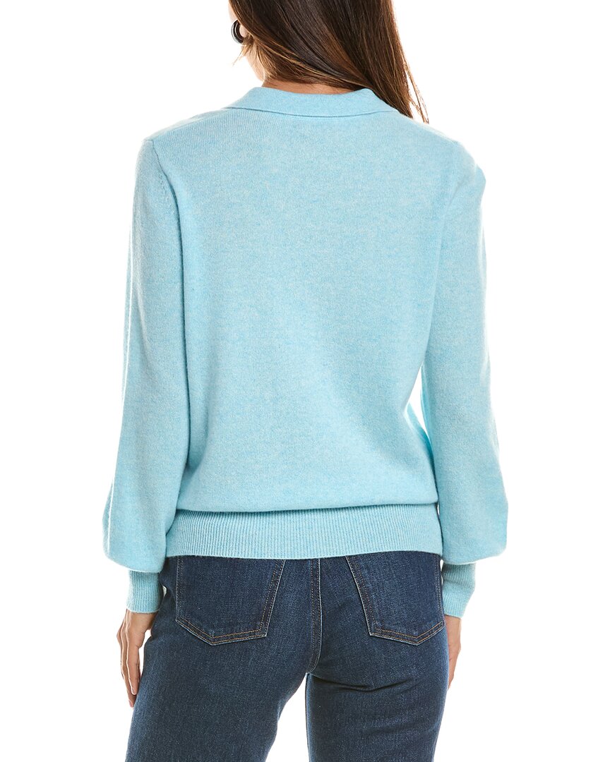 Forte Cashmere | Womens | Split Neck 100% Cashmere Polo Sweater | Surf