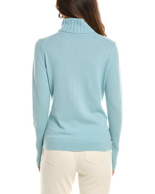 Forte Cashmere | Womens | Chunky Trim Turtleneck 100% Cashmere Sweater | Blue