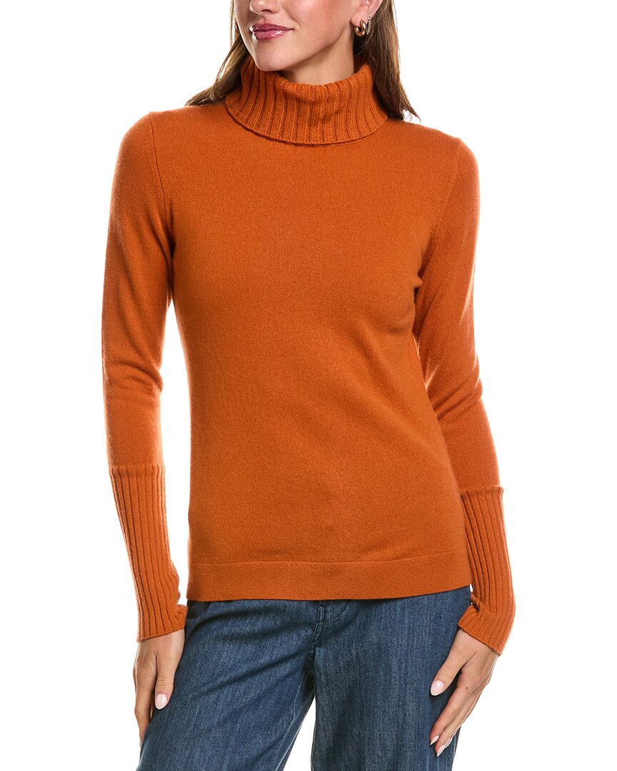 Forte Cashmere | Womens | Chunky Trim Turtleneck 100% Cashmere Sweater | Brown