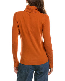 Forte Cashmere | Womens | Chunky Trim Turtleneck 100% Cashmere Sweater | Brown
