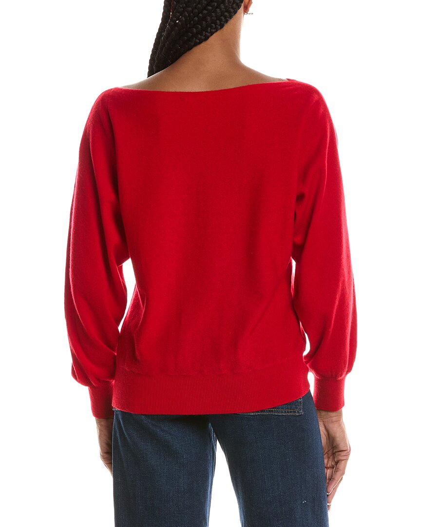 Forte Cashmere | Womens | Off The Shoulder Dolman Sleeve 100% Cashmere Sweater | Red