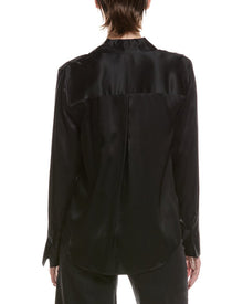 L'AGENCE | Womens | Divya Pintuck Silk Tux Shirt | Black