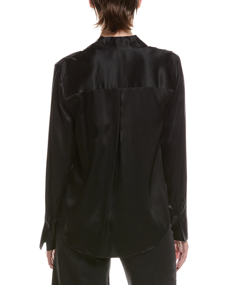 L'AGENCE | Womens | Divya Pintuck Silk Tux Shirt | Black