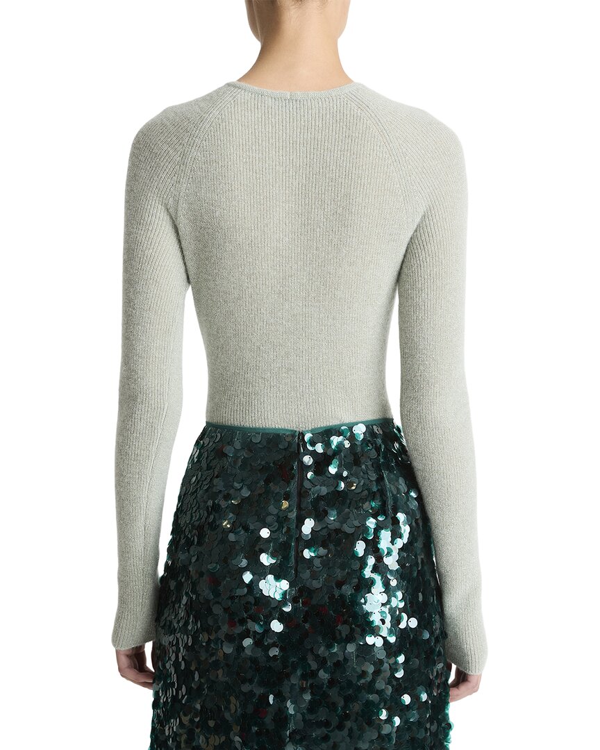Vince | Womens | Metallic High V-Neck Alpaca & Wool-Blend Sweater | White