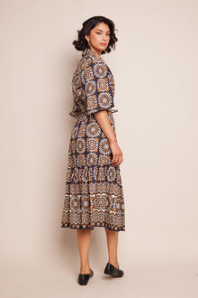 Hutton Dress | Blue Medallion Tile