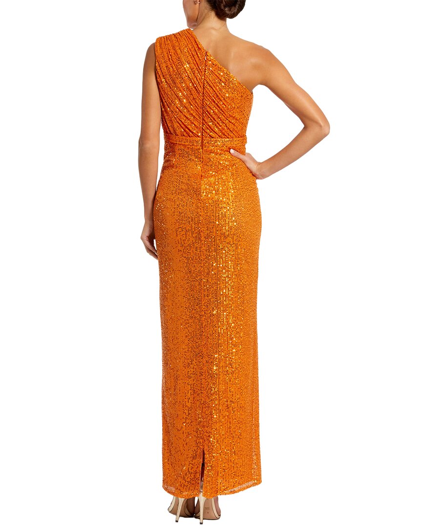 Mac Duggal | Womens | Sequined Ruched One Shoulder Gown | Orange