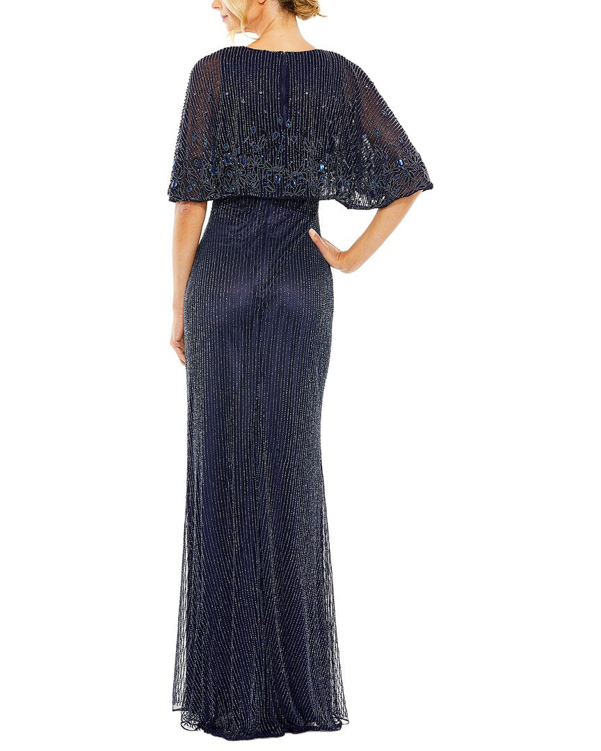 Mac Duggal | Womens | Beaded Mesh A-Line Gown | Black