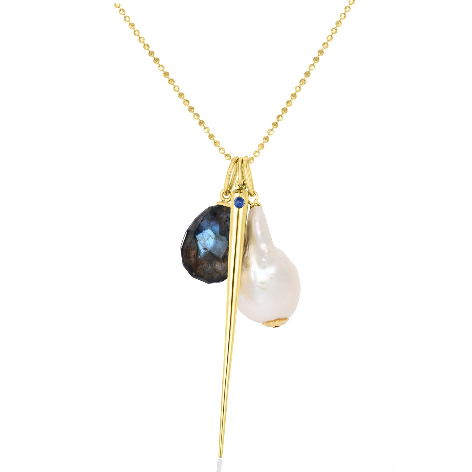 14K Quill Spike Charm with Gem - AMANDA PEARL