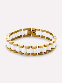 Ora Watch Strap Bracelet | 14K Gold on Stainless Steel | Gold/White Ceramic