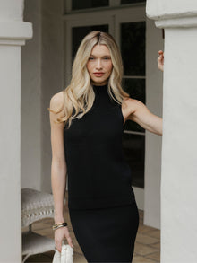 Womens | Portofino Sleeveless Classic-Fit Mock Neck | Black