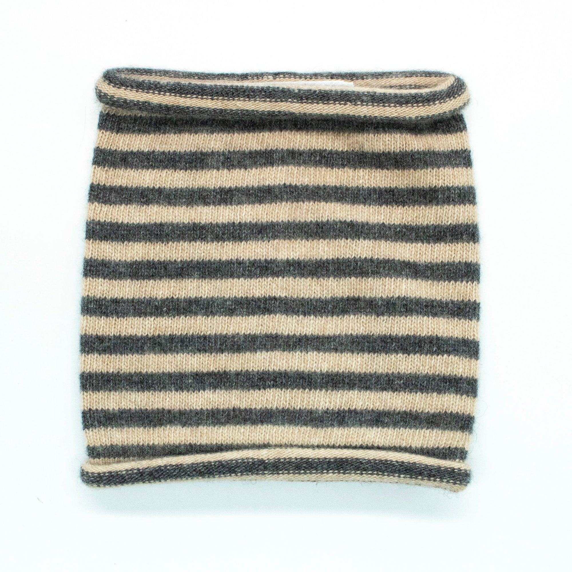 Kids Cashmere Striped Neck Warmer | Grey/Oatmeal