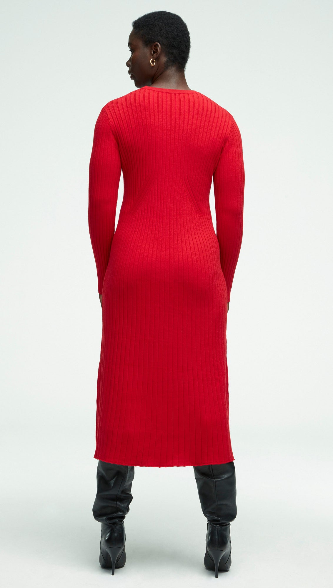 Ribbed Everyday Dress in Merino Wool | Red