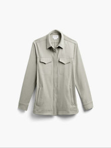 womens fusion overshirt taupe flat front full