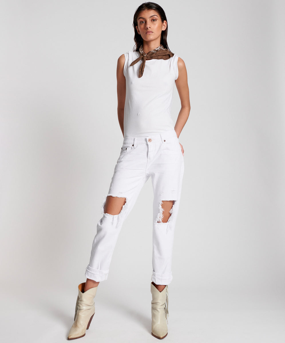 Awesome Baggies Low Waist Straight Leg Denim Jeans | White Beauty