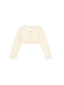 Girls | Cotton Angora Cardigan With Charm | Ecru