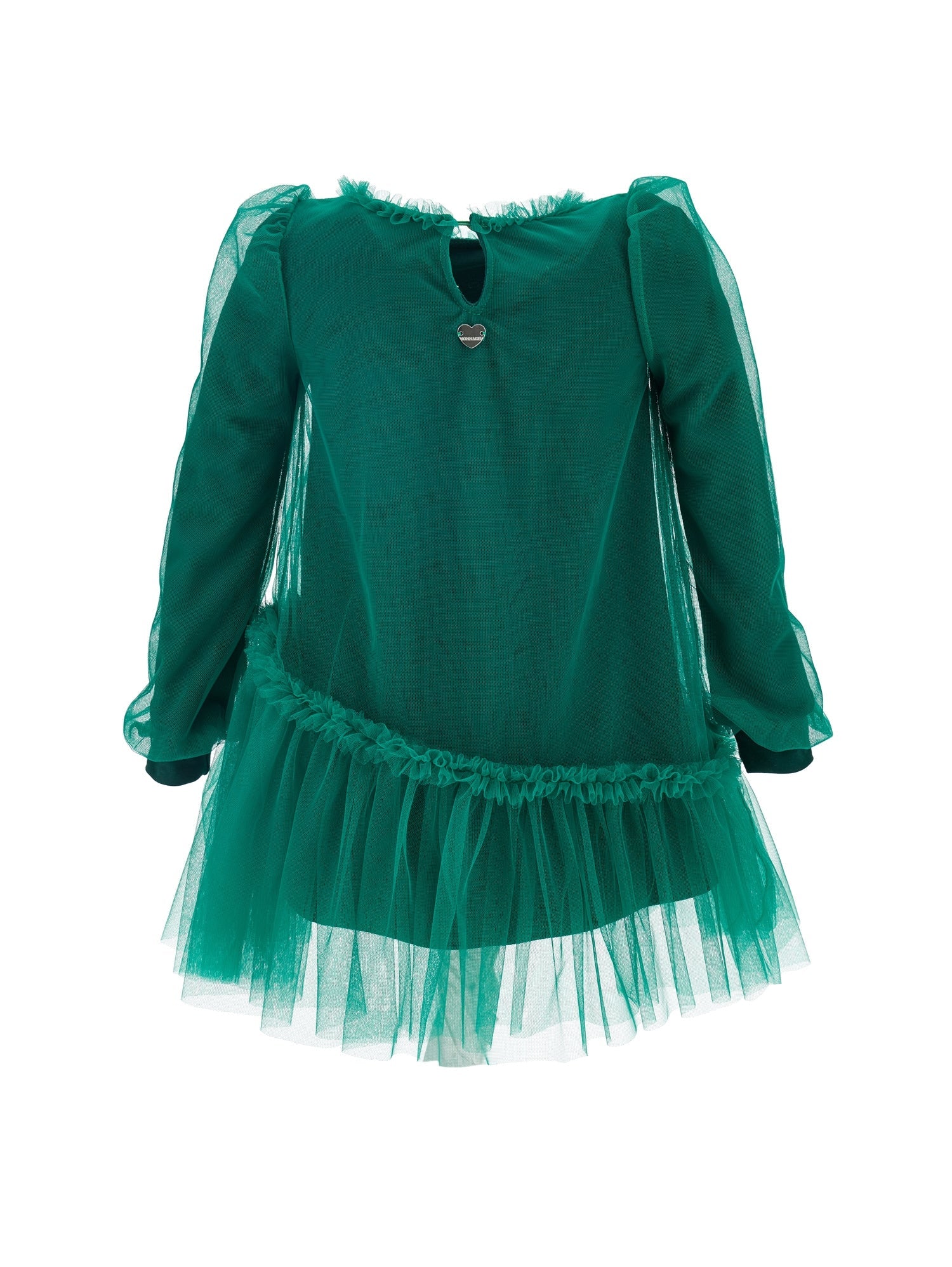 Girls | Tulle Dress With Blouse Sleeves | Forest Green