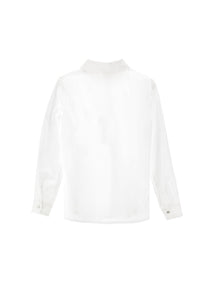 Girls | Poplin Shirt With Tie | Cream/Blue