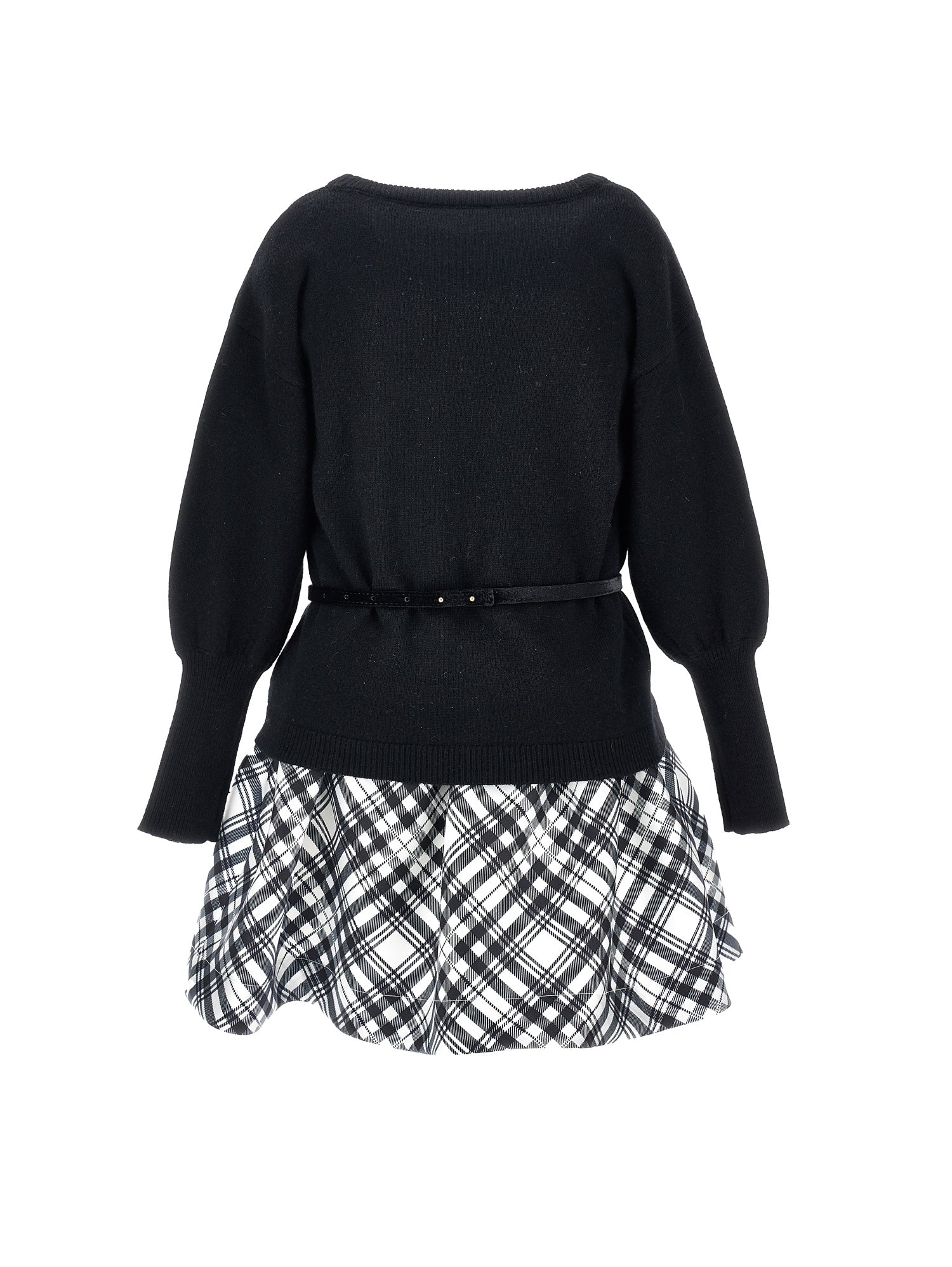 Girls | Tartan Mikado Dress | Black/Cream